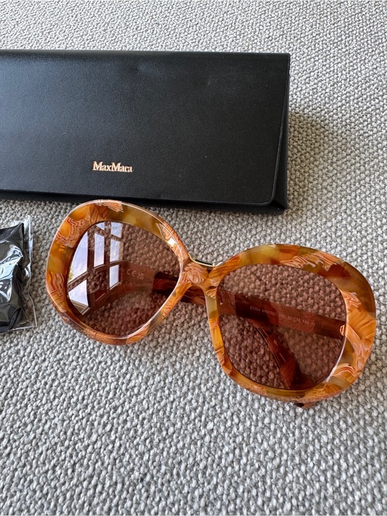 MaxMara Accessories - Max Mara Edna MM0087 Oversized Tortoiseshell Sunglasses Brown Acetate Italy NWT